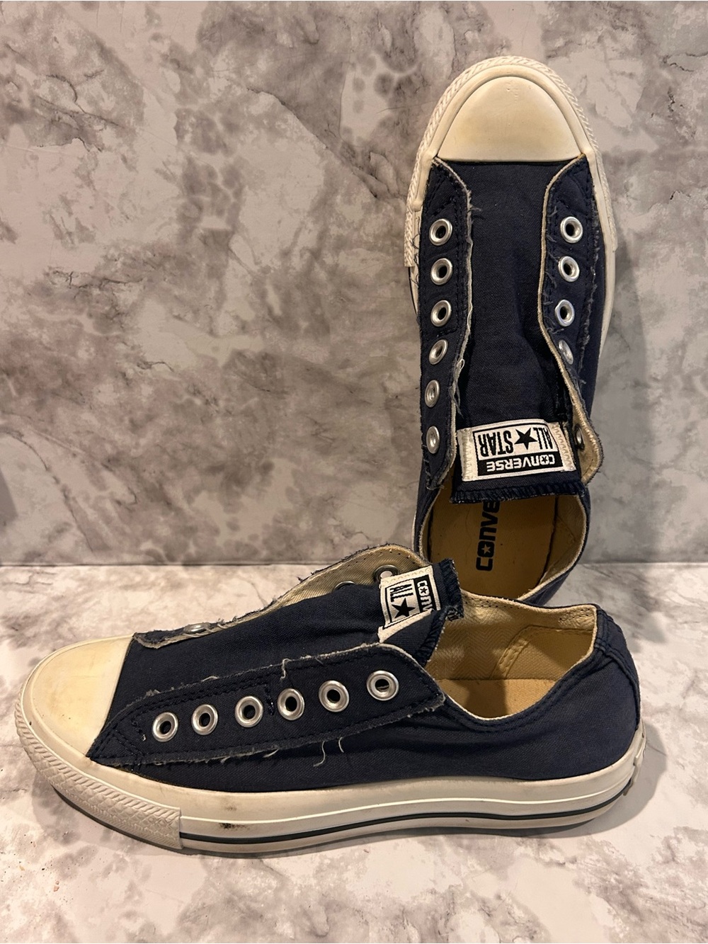 Converse Navy Low-Top Slip-On Canvas Sneakers - Picture 2 of 5